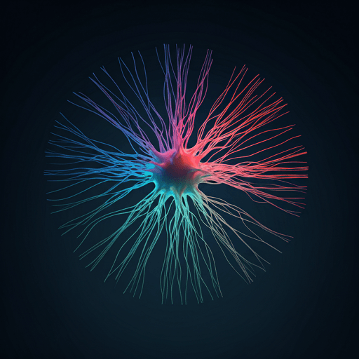 Abstract colorful neural network connection wires
